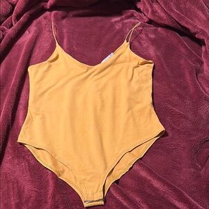 Mustard Spaghetti Strap Bodysuit